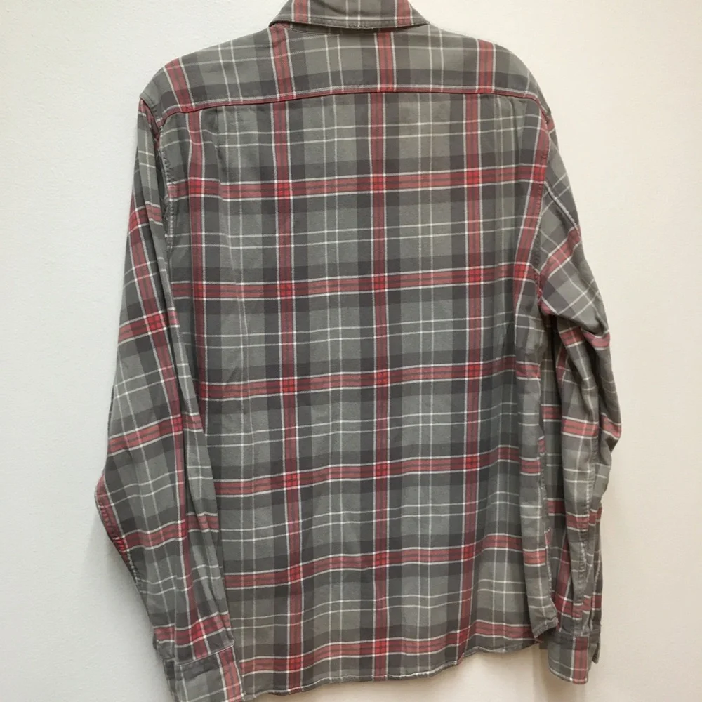 J Crew 100% Cotton Plaid Flannel Large Gray